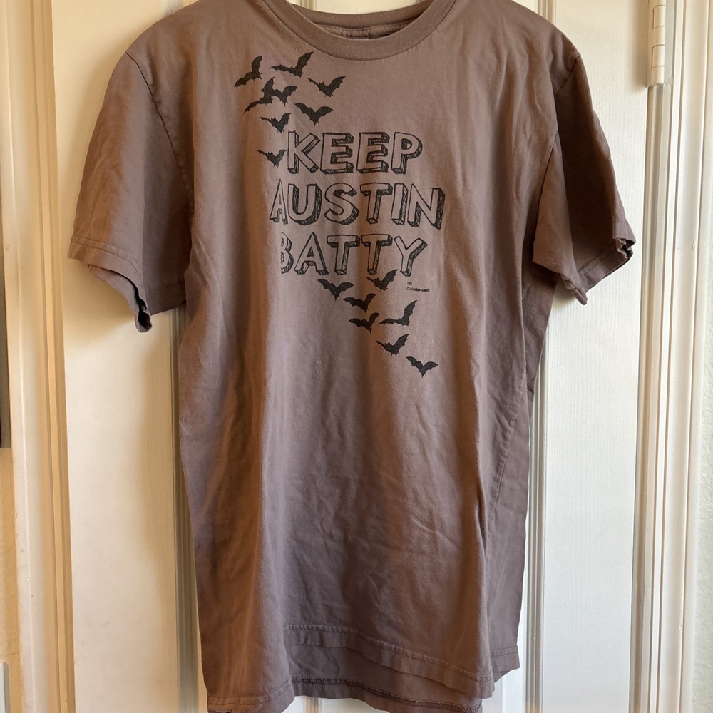 Vintage Keep Austin Batty Weird Texas Brown‎ Gray American Apparel T Shirt Large